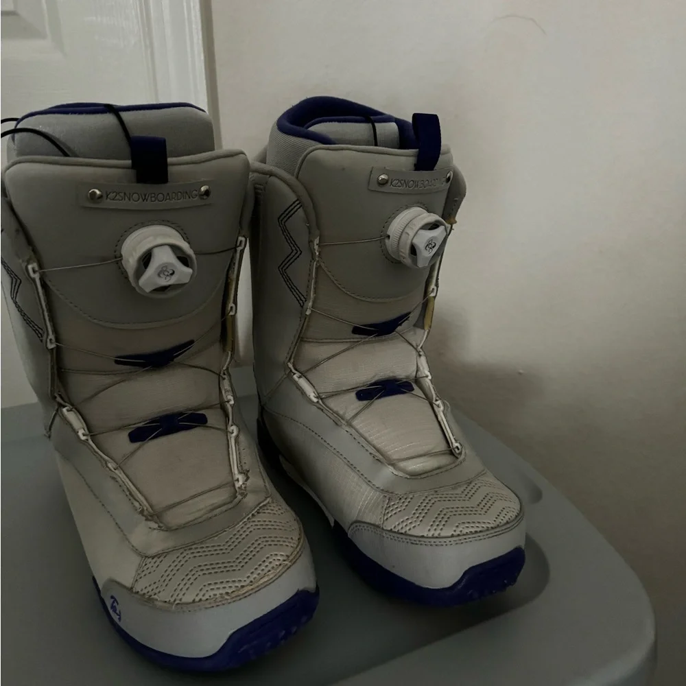 Stylish Women's Winter Boots - Gray and Blue - Picture 6 of 6